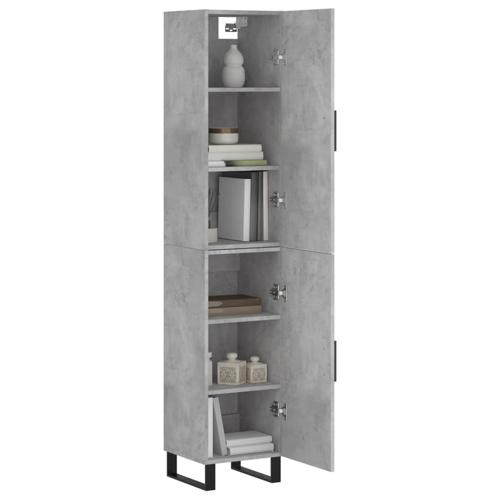 vidaXL Highboard Concrete Grey 34.5x34x180 cm Engineered Wood