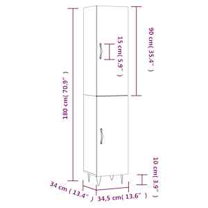 Skříň highboard bílá 34,5 x 34 x 180 cm kompozitní dřevo - obrázek 13