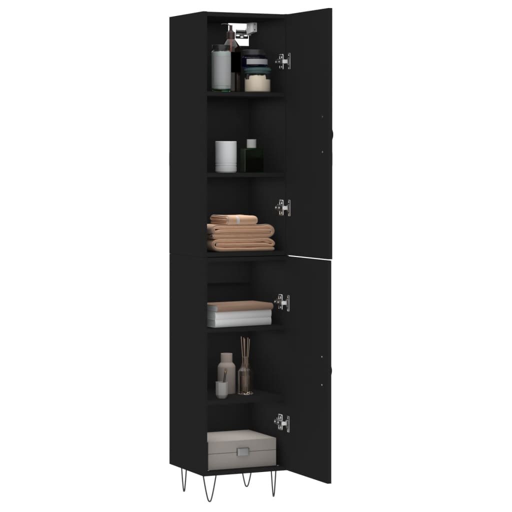 vidaXL Highboard svart 34,5x34x180 cm konstruert tre