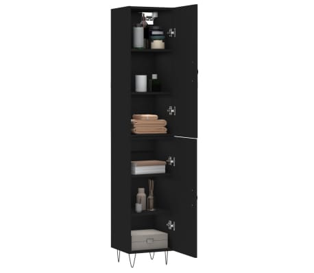 vidaXL Highboard svart 34,5x34x180 cm konstruert tre