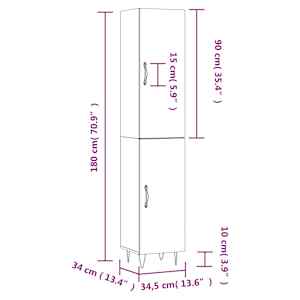 Skříň highboard kouřový dub 34,5 x 34 x 180 cm kompozitní dřevo - obrázek 13
