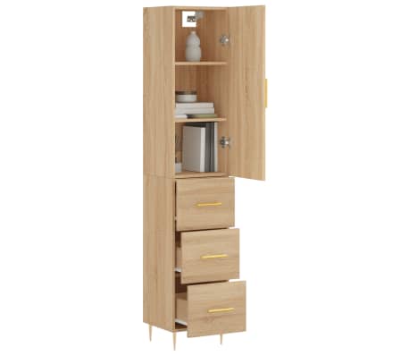 vidaXL Highboard Sonoma Oak 34.5x34x180 cm Engineered Wood