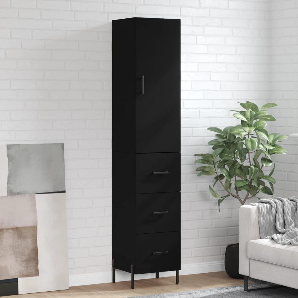 Skříň highboard černá 34,5 x 34 x 180 cm kompozitní dřevo