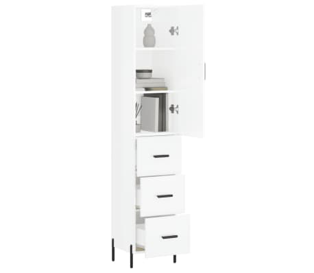 vidaXL Highboard High Gloss White 34.5x34x180 cm Engineered Wood