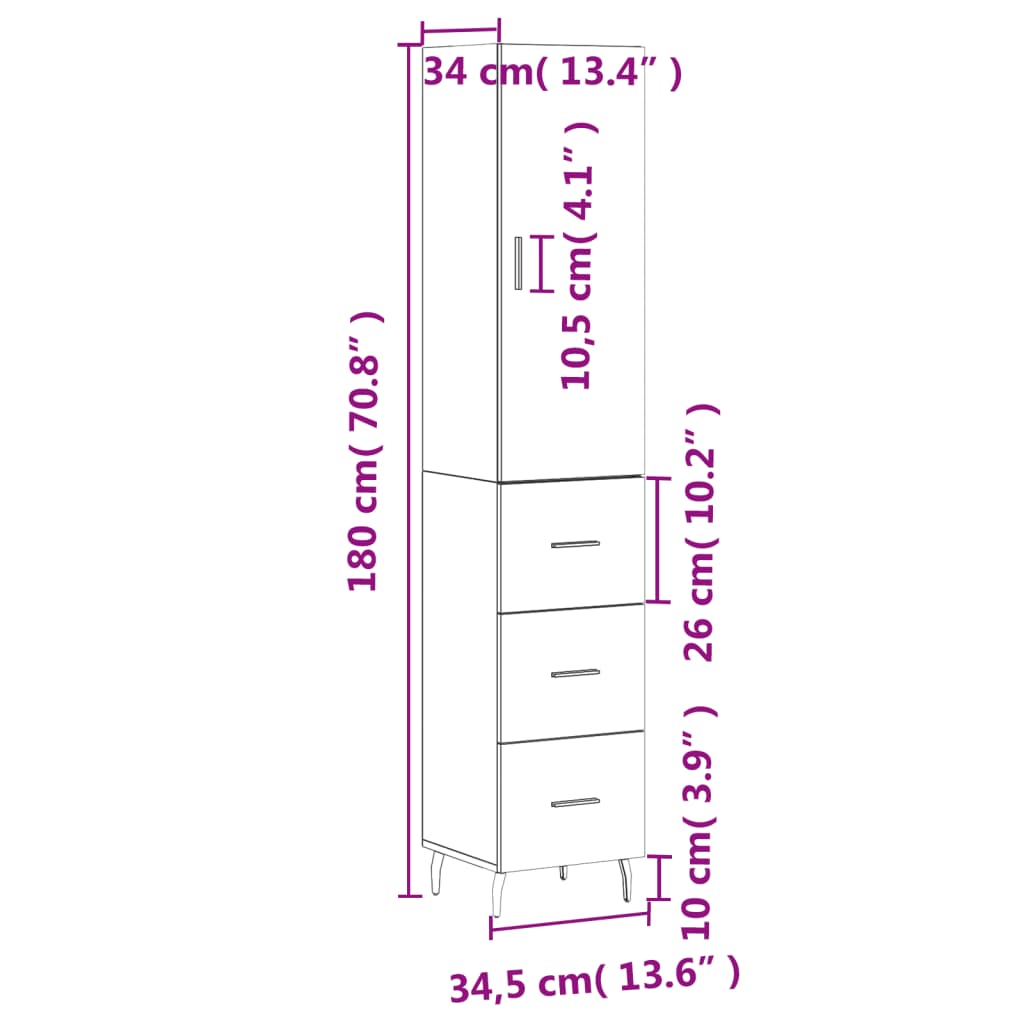 Skříň highboard betonově šedá 34,5x34x180 cm kompozitní dřevo - obrázek 14