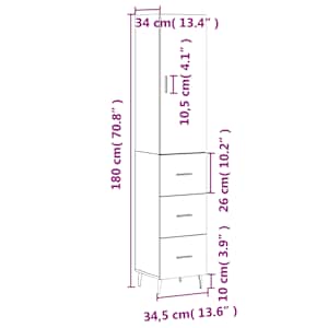 Skříň highboard kouřový dub 34,5 x 34 x 180 cm kompozitní dřevo - obrázek 14