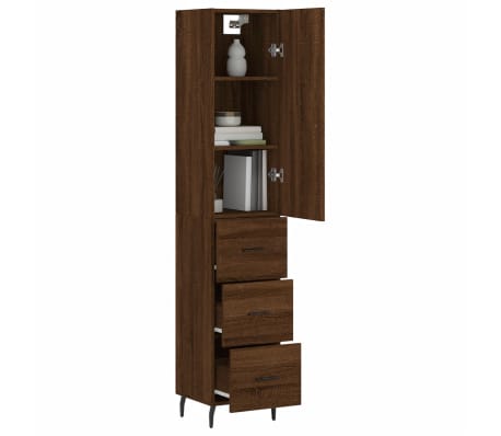 vidaXL Highboard Braun Eichen-Optik 34,5x34x180 cm Holzwerkstoff