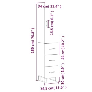 Skříň highboard bílá 34,5 x 34 x 180 cm kompozitní dřevo - obrázek 14