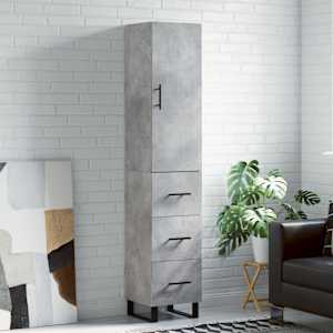 Visoka omara betonsko siva 34,5x34x180 cm inženirski les