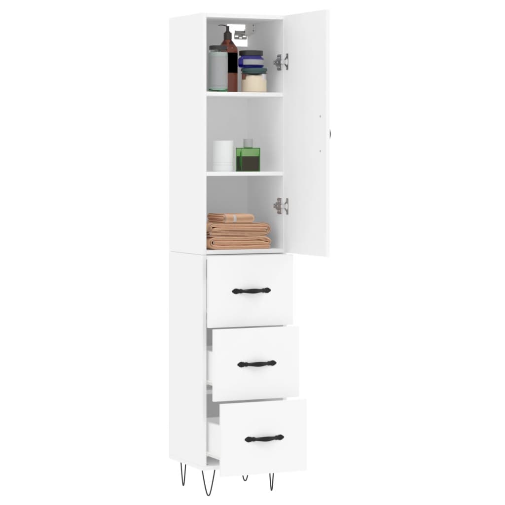 vidaXL Highboard White 34.5x34x180 cm Engineered Wood