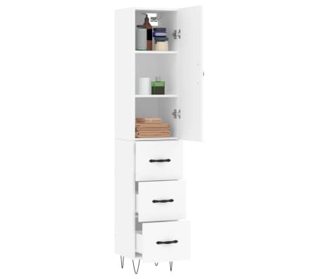 vidaXL Highboard White 34.5x34x180 cm Engineered Wood