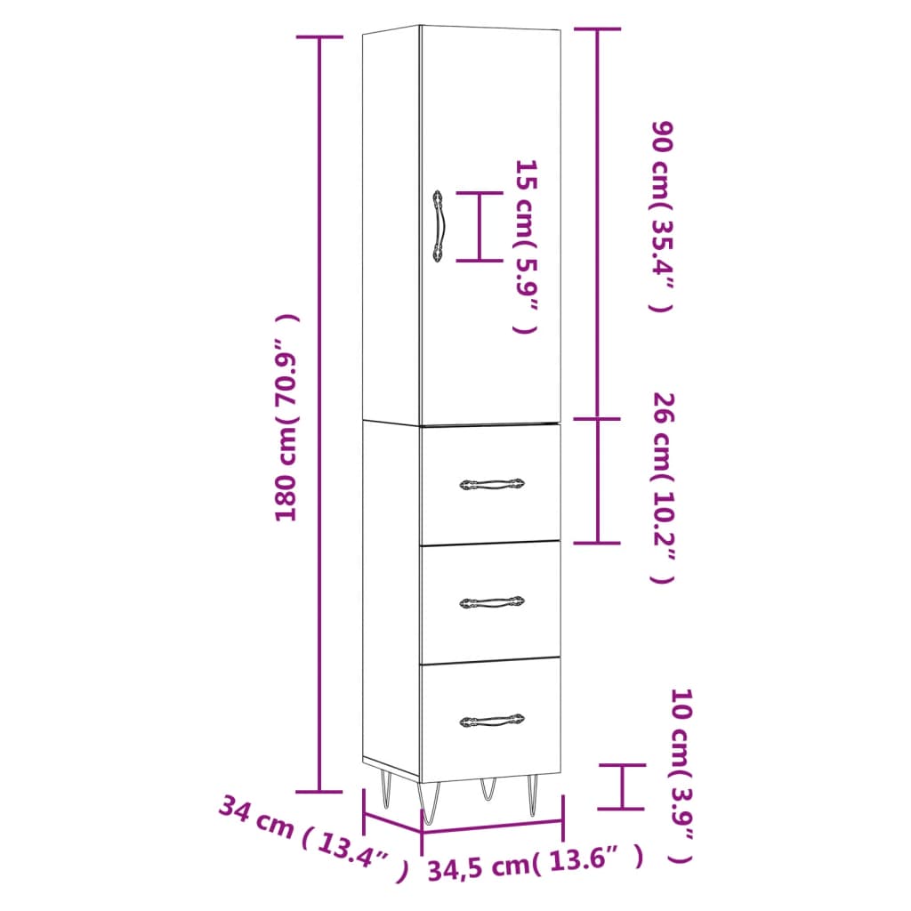 Skříň highboard betonově šedá 34,5x34x180 cm kompozitní dřevo - obrázek 14