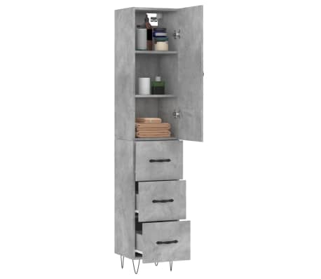 vidaXL Highboard Concrete Grey 34.5x34x180 cm Engineered Wood