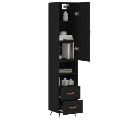 vidaXL Highboard Schwarz 34,5x34x180 cm Holzwerkstoff