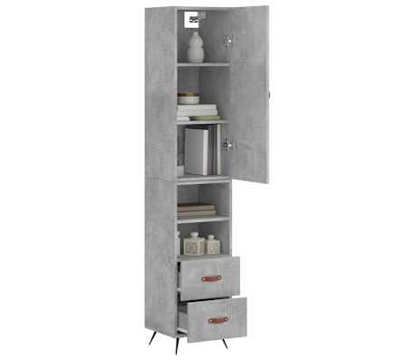 vidaXL Highboard Betongrau 34,5x34x180 cm Holzwerkstoff