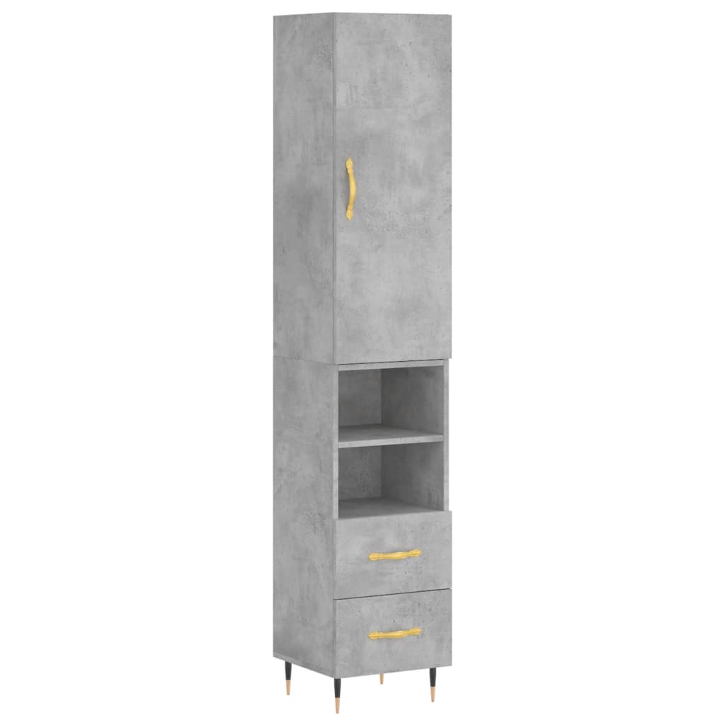 vidaXL Skříň highboard betonově šedá 34,5x34x180 cm kompozitní dřevo