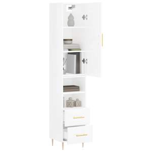 vidaXL Highboard h&oslash;yglans hvit 34,5x34x180 cm konstruert tre