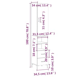 Skříň highboard bílá 34,5 x 34 x 180 cm kompozitní dřevo - obrázek 14