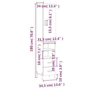 Skříň highboard bílá 34,5 x 34 x 180 cm kompozitní dřevo - obrázek 14