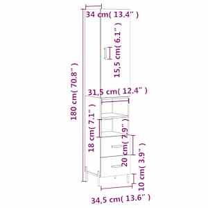 Skříň highboard betonově šedá 34,5x34x180 cm kompozitní dřevo - obrázek 14