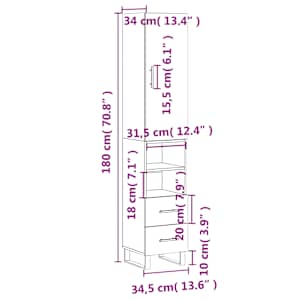 Skříň highboard bílá 34,5 x 34 x 180 cm kompozitní dřevo - obrázek 14