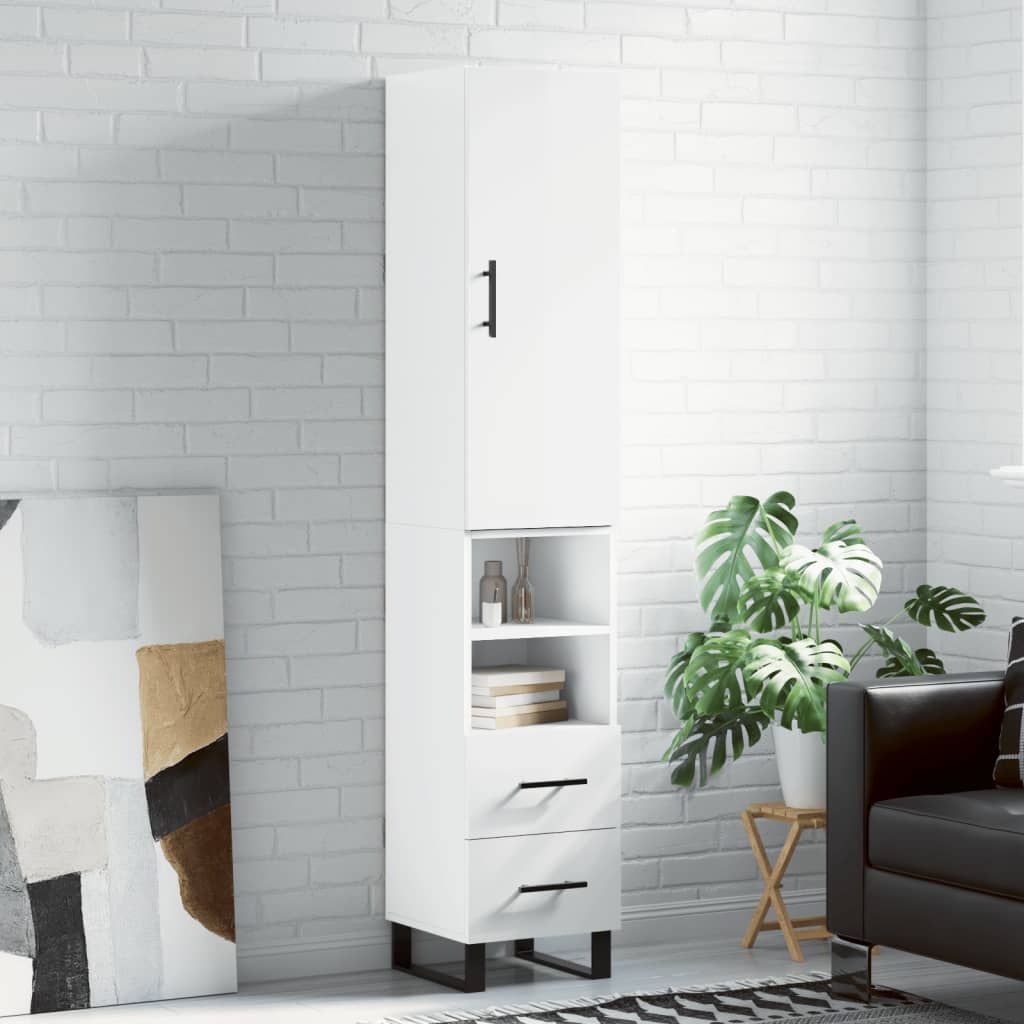 Skříň highboard bílá s vysokým leskem 34,5x34x180 cm kompozit