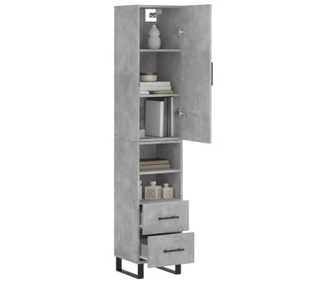 vidaXL Highboard Betongrau 34,5x34x180 cm Holzwerkstoff