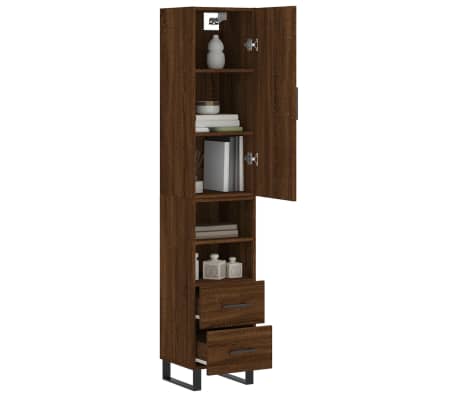 vidaXL Highboard Brown Oak 34.5x34x180 cm Engineered Wood