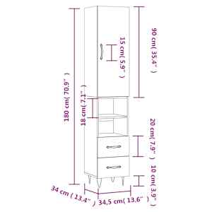 Skříň highboard bílá 34,5 x 34 x 180 cm kompozitní dřevo - obrázek 14