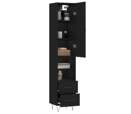 vidaXL fekete szerelt fa magasszekr&eacute;ny 34,5 x 34 x 180 cm