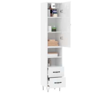 vidaXL Highboard High Gloss White 34.5x34x180 cm Engineered Wood