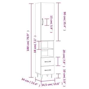 Skříň highboard betonově šedá 34,5x34x180 cm kompozitní dřevo - obrázek 14