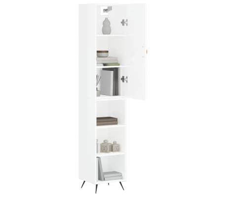 vidaXL Hoge kast 34,5x34x180 cm bewerkt hout hoogglans wit