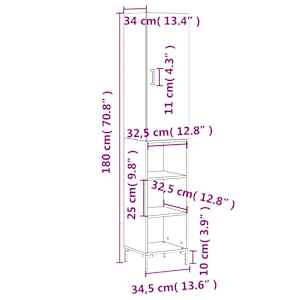 Skříň highboard betonově šedá 34,5x34x180 cm kompozitní dřevo - obrázek 13