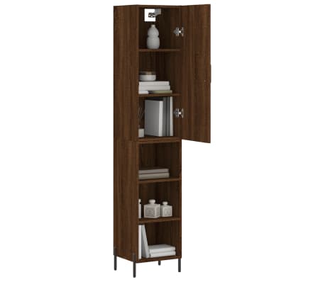 vidaXL Buffet haut Ch&ecirc;ne marron 34,5x34x180 cm Bois d'ing&eacute;nierie