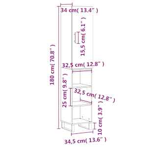 Skříň highboard bílá 34,5 x 34 x 180 cm kompozitní dřevo - obrázek 13