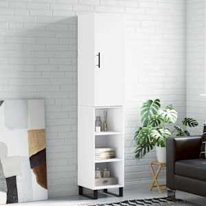 Visoka omara bela 34,5x34x180 cm inženirski les