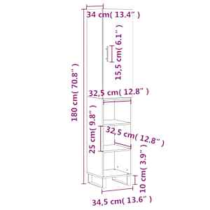 Skříň highboard kouřový dub 34,5 x 34 x 180 cm kompozitní dřevo - obrázek 13