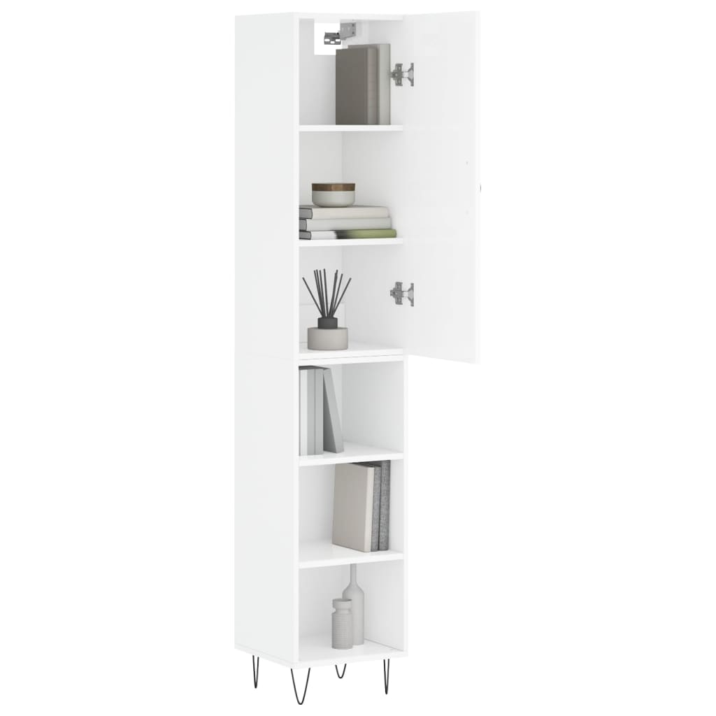 vidaXL Highboard High Gloss White 34.5x34x180 cm Engineered Wood