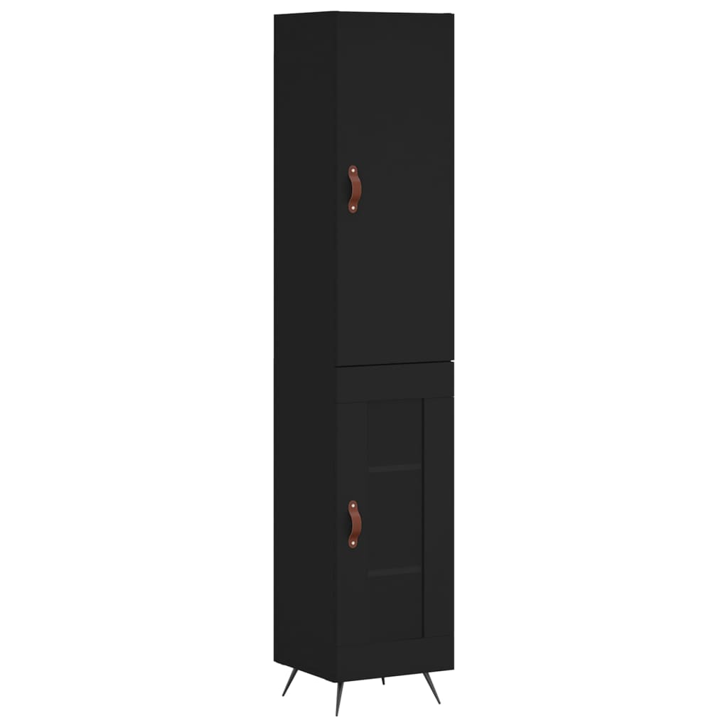 vidaXL Hoge kast 34,5x34x180 cm bewerkt hout zwart