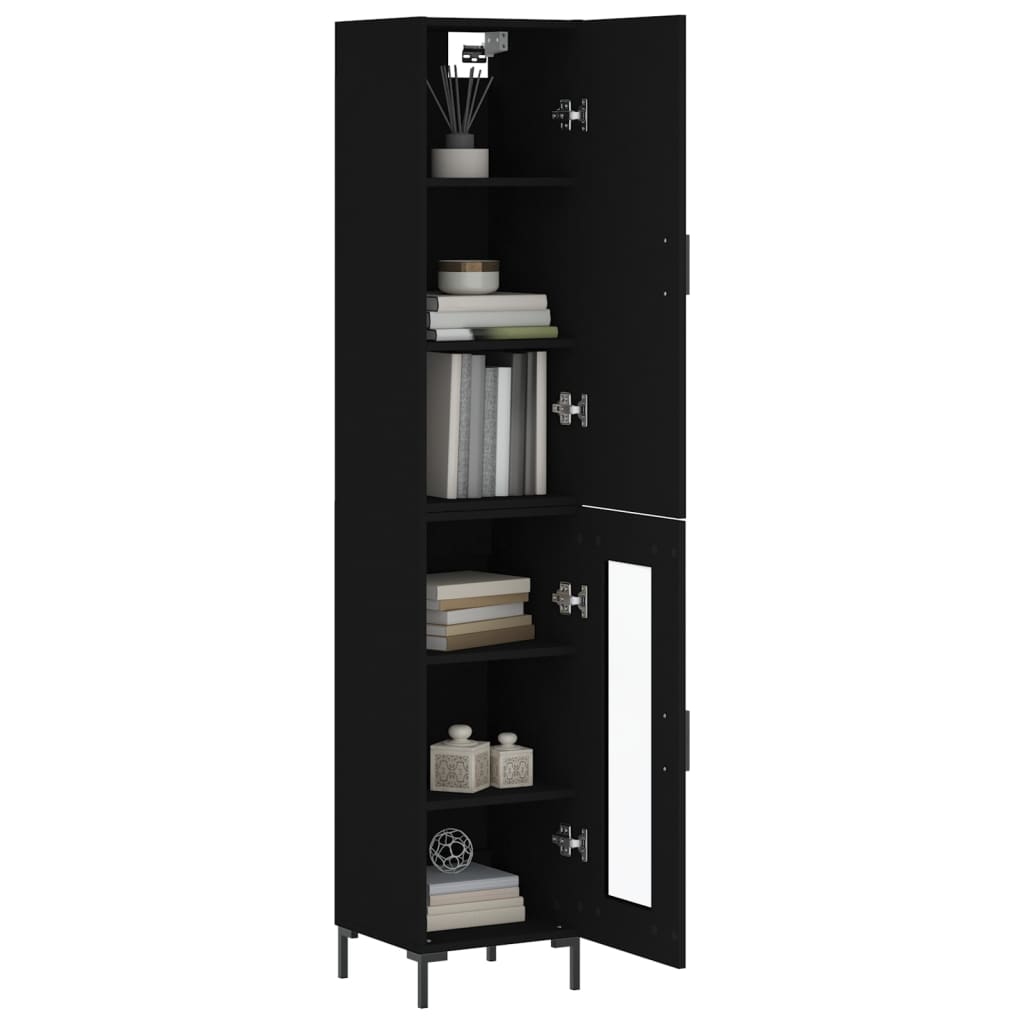 vidaXL Highboard Black 34.5x34x180 cm Engineered Wood