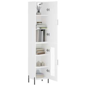 vidaXL Buffet haut Blanc 34,5x34x180 cm Bois d'ing&eacute;nierie