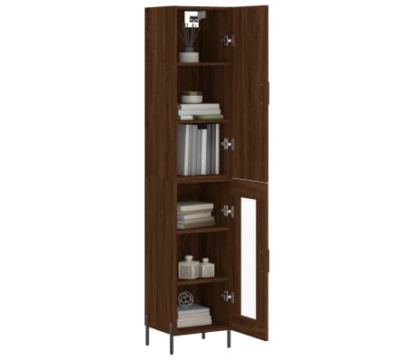 vidaXL Highboard brun eik 34,5x34x180 cm konstruert tre