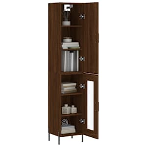 vidaXL Highboard brun eik 34,5x34x180 cm konstruert tre