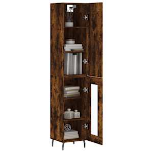 vidaXL Buffet haut Ch&ecirc;ne fum&eacute; 34,5x34x180 cm Bois d'ing&eacute;nierie