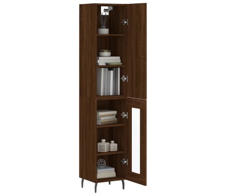 vidaXL Buffet haut Chêne marron 34,5x34x180 cm Bois d'ingénierie