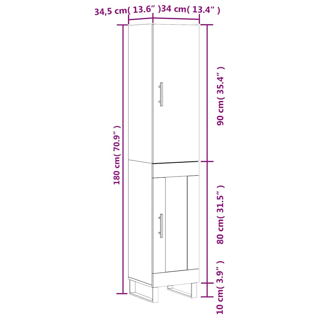 Skříň highboard betonově šedá 34,5x34x180 cm kompozitní dřevo - obrázek 13