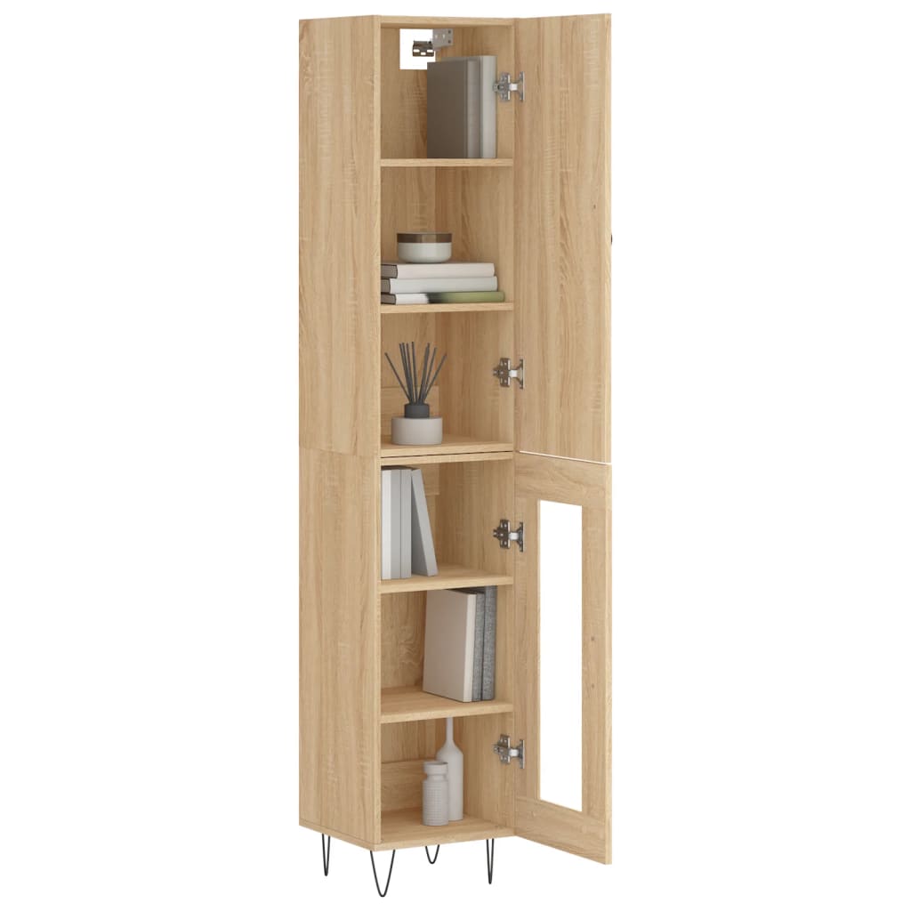 vidaXL Hoge kast 34,5x34x180 cm bewerkt hout sonoma eikenkleurig