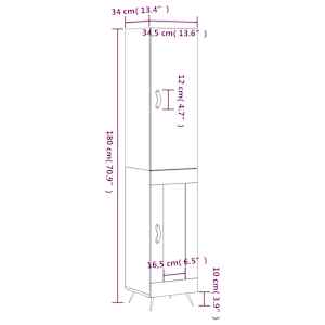 Skříň highboard bílá 34,5 x 34 x 180 cm kompozitní dřevo - obrázek 13