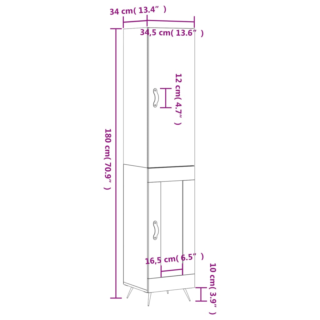 Skříň highboard šedá sonoma 34,5 x 34 x 180 cm kompozitní dřevo - obrázek 13